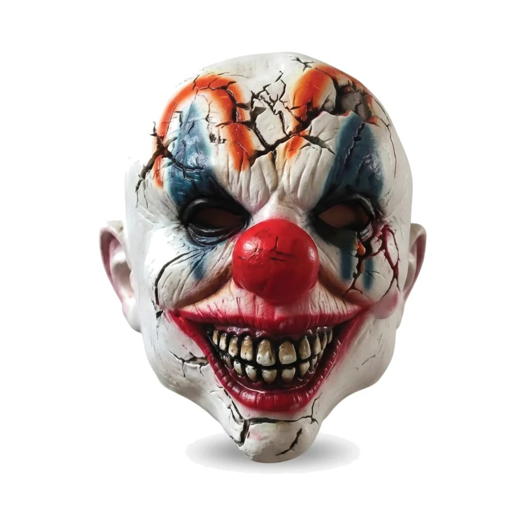 Máscara de látex de payaso con grietas