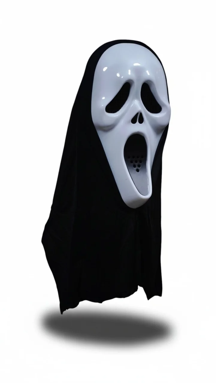 Máscara plástica de fantasma con capucha