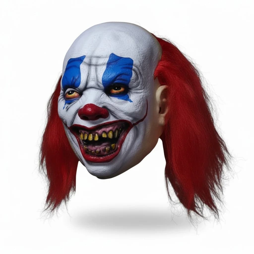 Máscara de payaso de cabello rojo largo