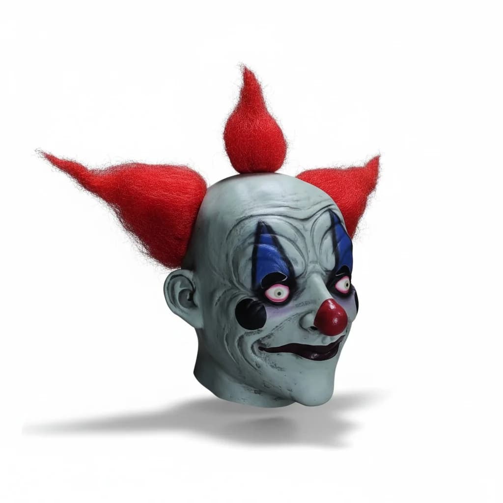 Máscara de payaso de cabello rojo en puntas