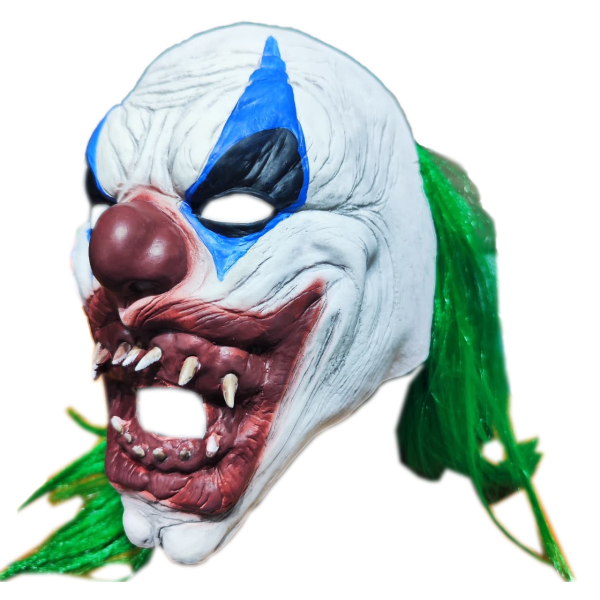 MASCARA  PAYASO TERROR PELO VERDE Y LARGO, LATEX - Imagen 3
