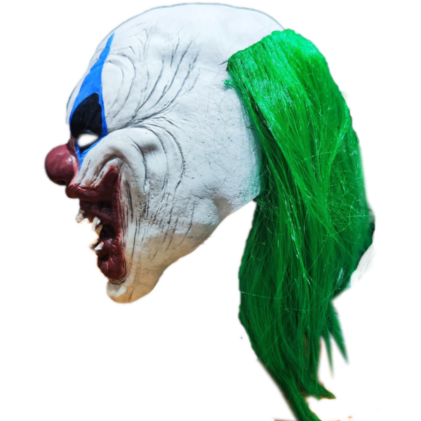 MASCARA  PAYASO TERROR PELO VERDE Y LARGO, LATEX - Imagen 2